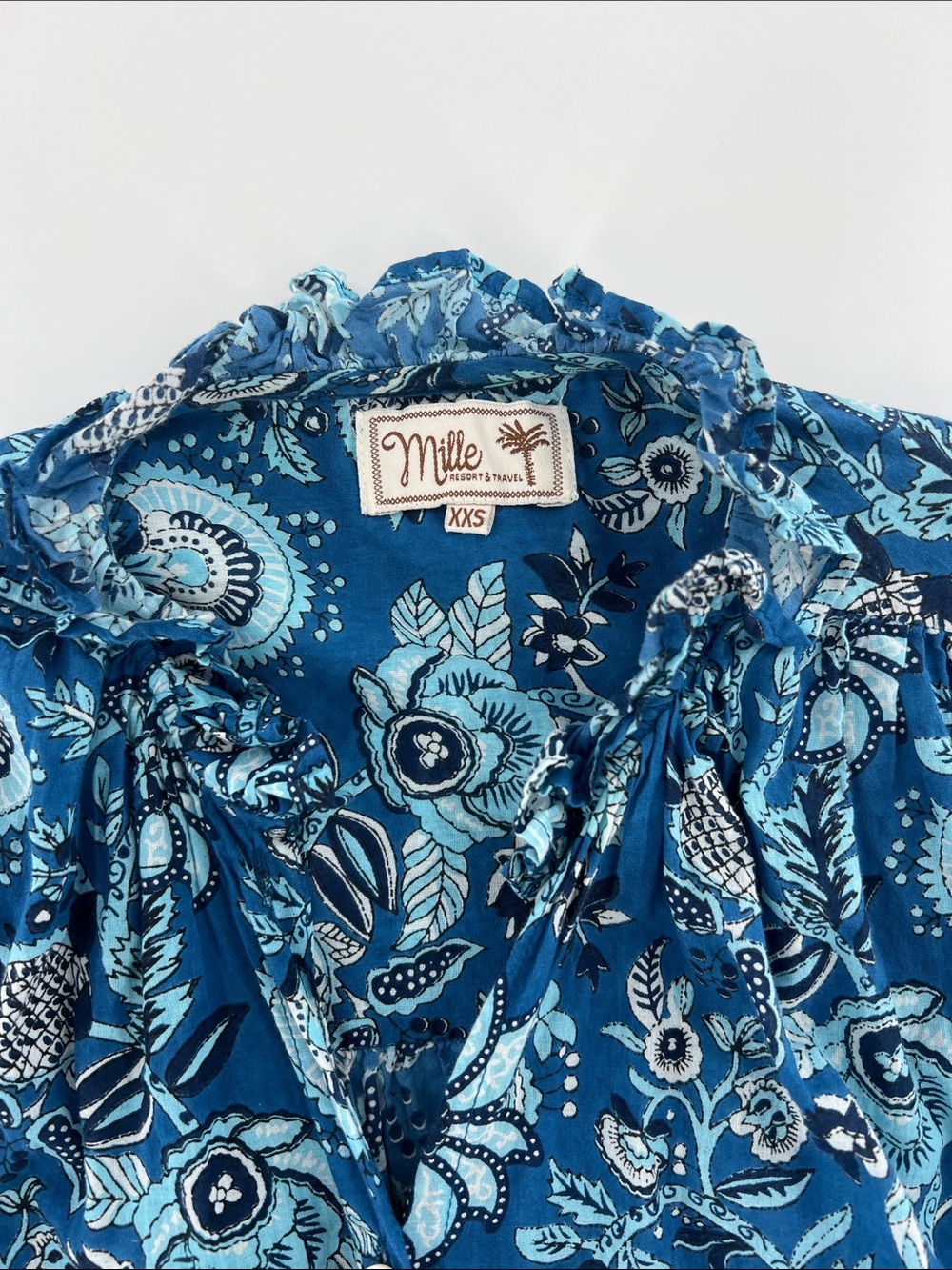 MILLE FRANCESCA TOP - FRENCH BLUE casual office feminine romantic cotton - Picture 4 of 9